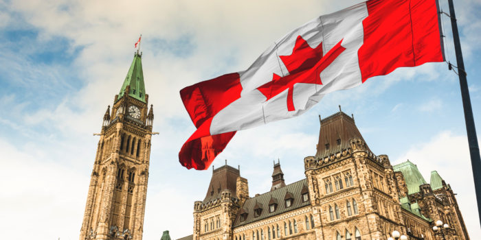 canada flag waving in ottawa