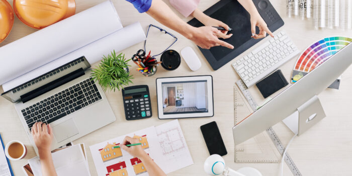 Designers working on big project